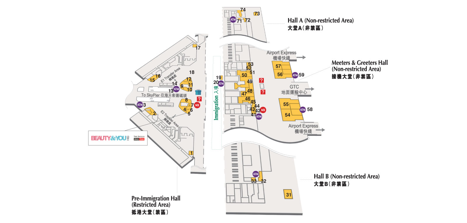 Floor Plan Hong Kong Airport Terminal 1 Arrival Map